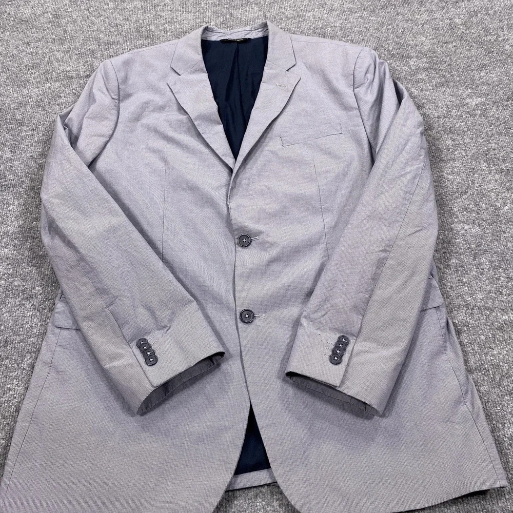 Banana Republic Blazer Jacket Mens 46 Long Slim Gray Cotton‎ Notch Lapel
